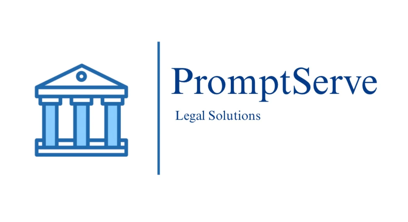 PromptServe Legal Solutions logo featuring courthouse columns and professional branding